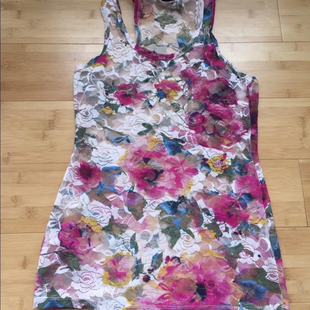 Racer back floral lace tank top small